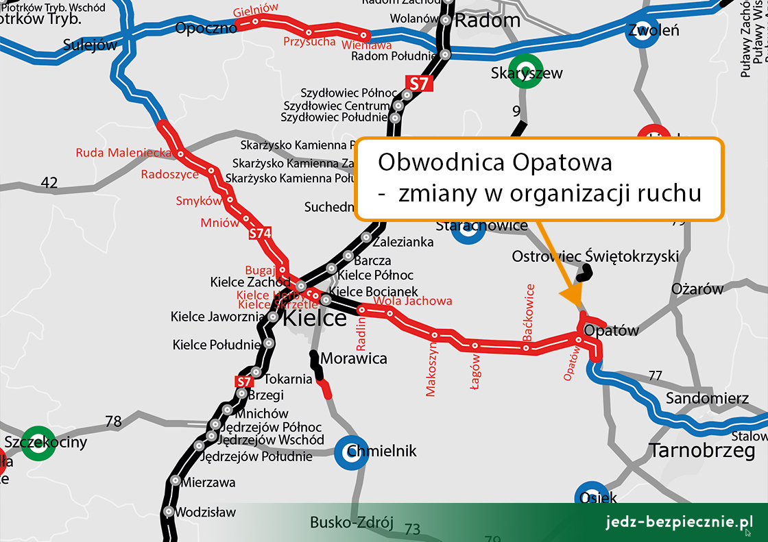 Zmiana organizacji ruchu na obwodnicy Opatowa, woj. świętokrzyskie